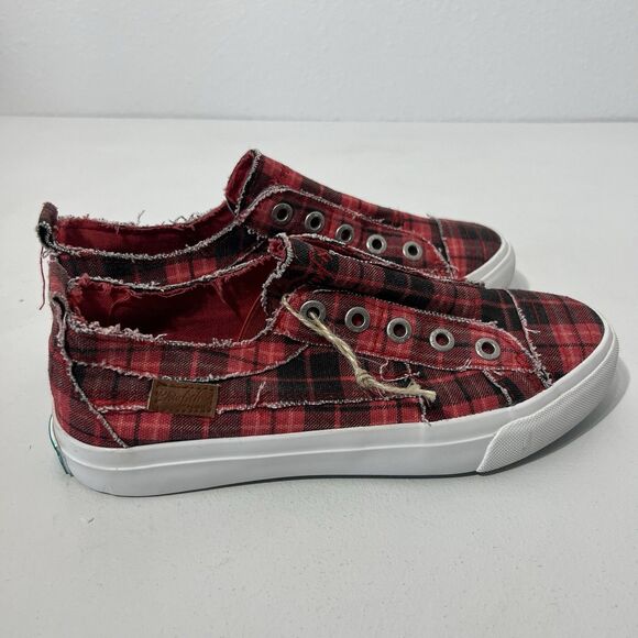 Blowfish Malibu Sneakers Womens 8.5 Red Plaid Grand Canyon Play Slip On Shoes - Picture 3 of 11